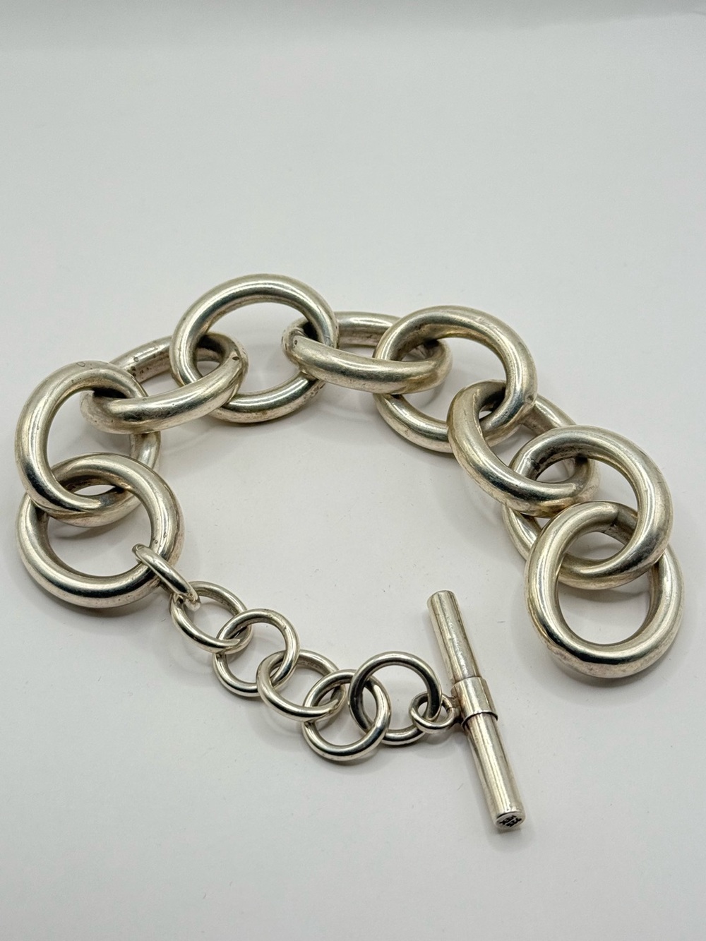 Big Sterling Silver Round links 1980’s Bracelet | 40 grams | 10.5inch